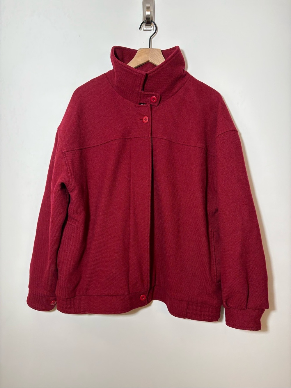 Vintage The Woolrich Womens XL Wool Jacket Coat Red USA Zip Button Lined EUC
